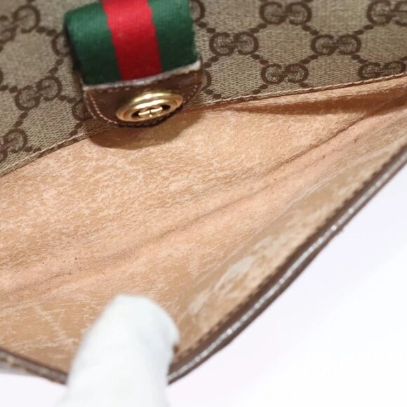 GUCCI GG Supreme Web Sherry Line Shoulder Bag PVC Beige 89 02 032 Auth 121449 - Picture 13 of 16